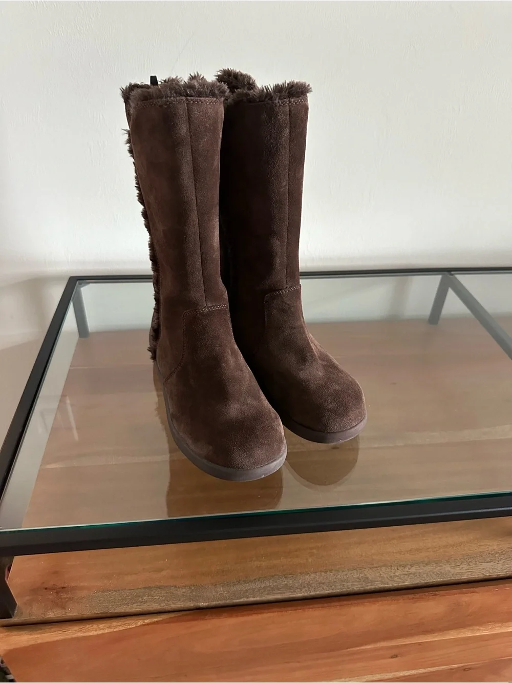 L.L.Bean Vibram Arctic Grip Chocolate Brown Suede Boots PrimaLoft Waterproof